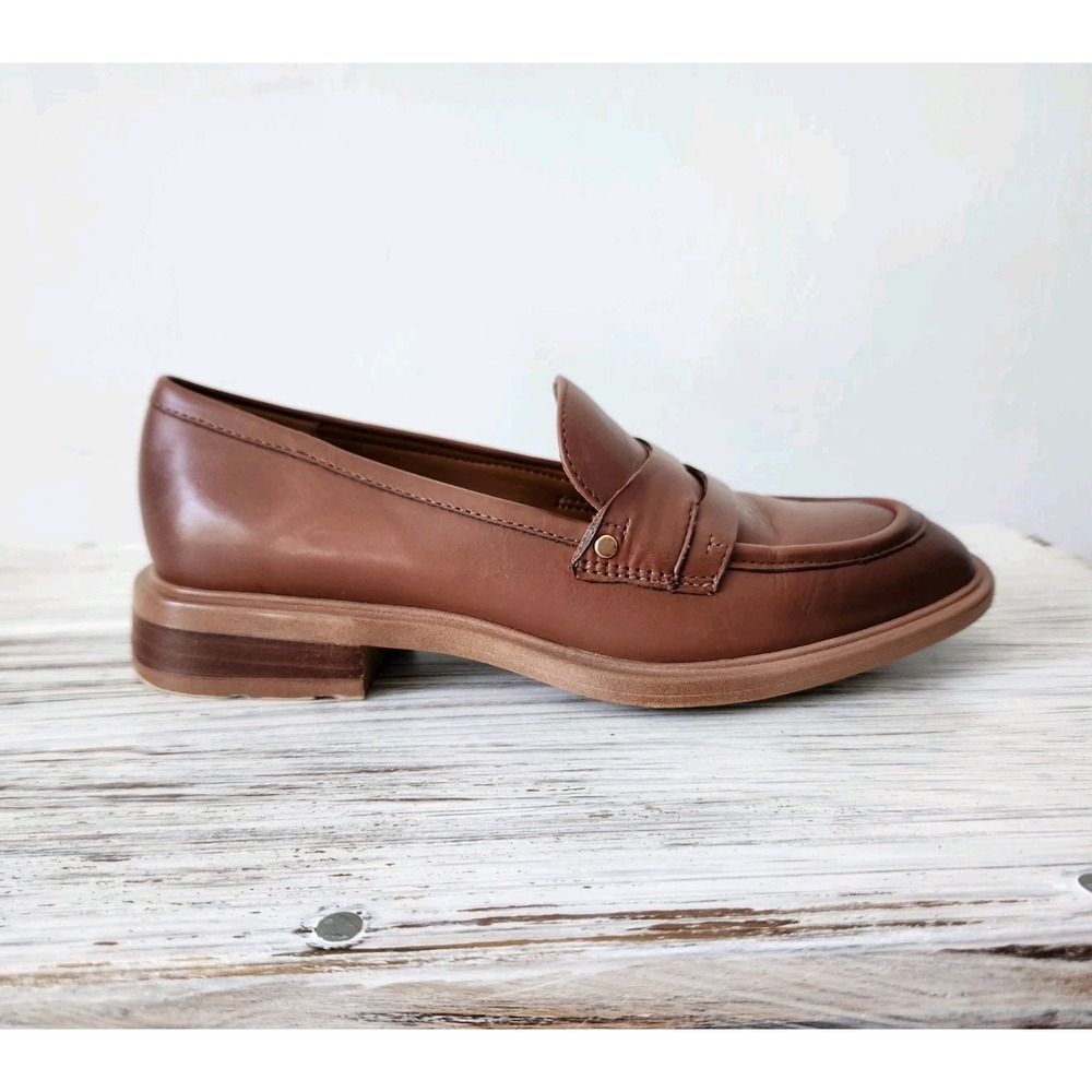 Franco Sarto Women's Leather‎ Edith Penny Loafer Slip-on Shoes  Cognac Size 5.5M